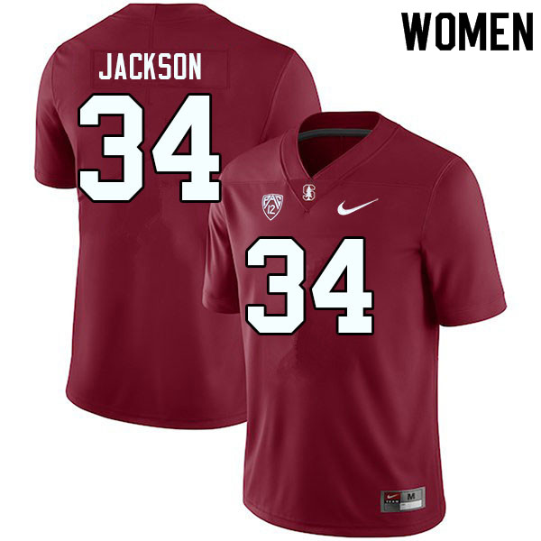 Women #34 Evan Jackson Stanford Cardinal College Football Jerseys Sale-Cardinal